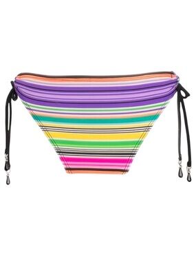Candie's Multi-color Purple Pink Striped w/ Black Bead Side Tie Bikini Bottoms M